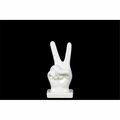H2H 2 Piece Small Gloss White Ceramic Peace Hand Sign Decor on Base, 4.00 x 3.25 x 8.00 in. H23298809
